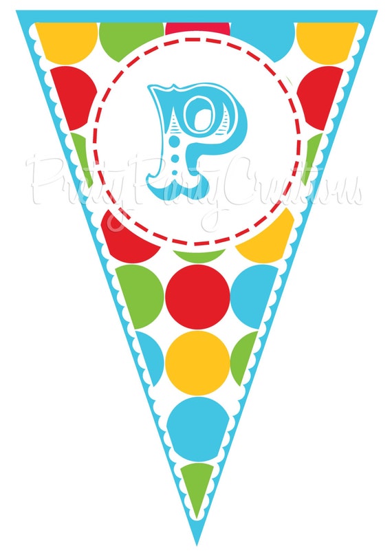 COLORFUL CIRCUS pennant banner YOU Print digital file