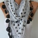 ON SALE - White Scarf Shawl Scarf Polka Dot Scarf Cotton Scarf Cowl Scarf - fatwoman - Bridesmaid Gift For Her Women's Fashion Accessories