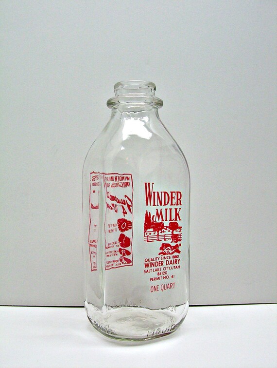 Vintage Winder Dairy Bottle Milk Salt Lake City Utah UT Since