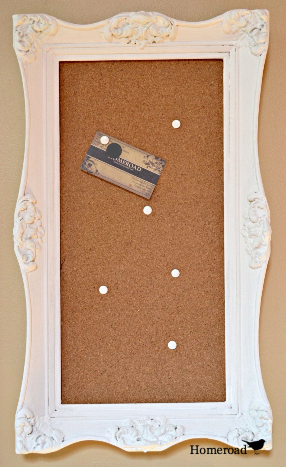 White Vintage Framed Cork Board