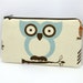 Zipper Pouch Small Clutch Padded Cell Phone Purse - Hootie Owl Pale Blue