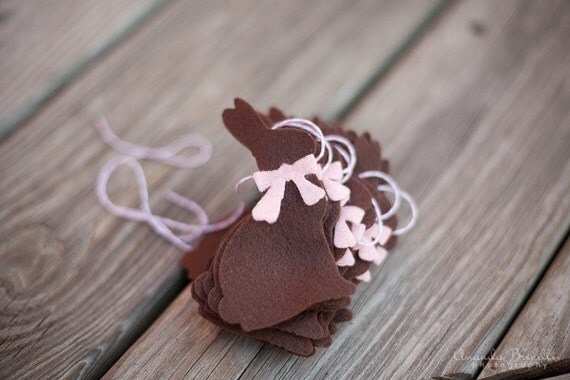 Chocolate Easter Bunny Garland Bunting with Pink Bows Il_570xn