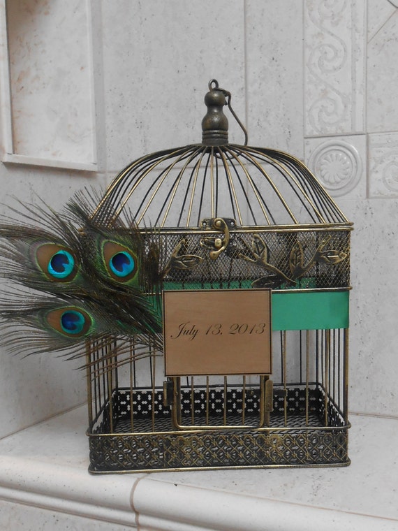 Peacock Wedding Birdcage Cardholder / Card Box