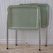 Vintage Green Gingham TV Trays with stands - set of two