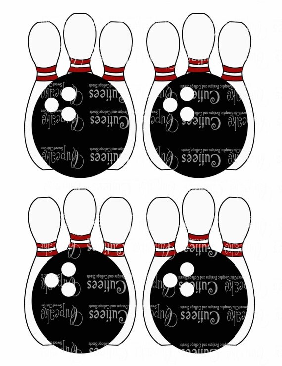 Bowling Party CUT OUTS Digital Small by CupcakeCutieesParty