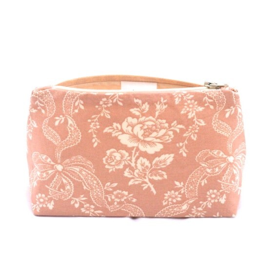 Floral Makeup Dusty  Gift Vintage Bag makeup in Cosmetic   Bag Rose Bridesmaid gift bridesmaid