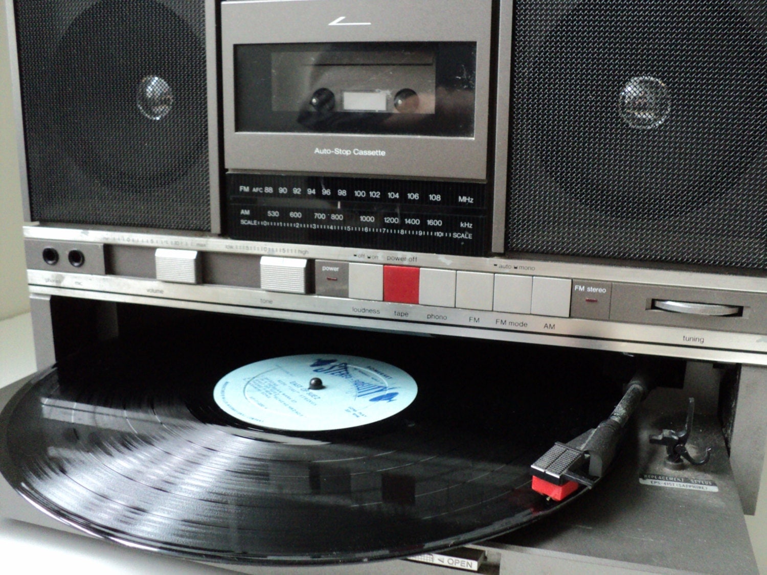 Retro Panasonic Boombox with Turntable Tape Deck Radio