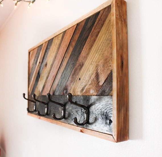 reclaimed wood coat rack : handmade .. ooak custom made in