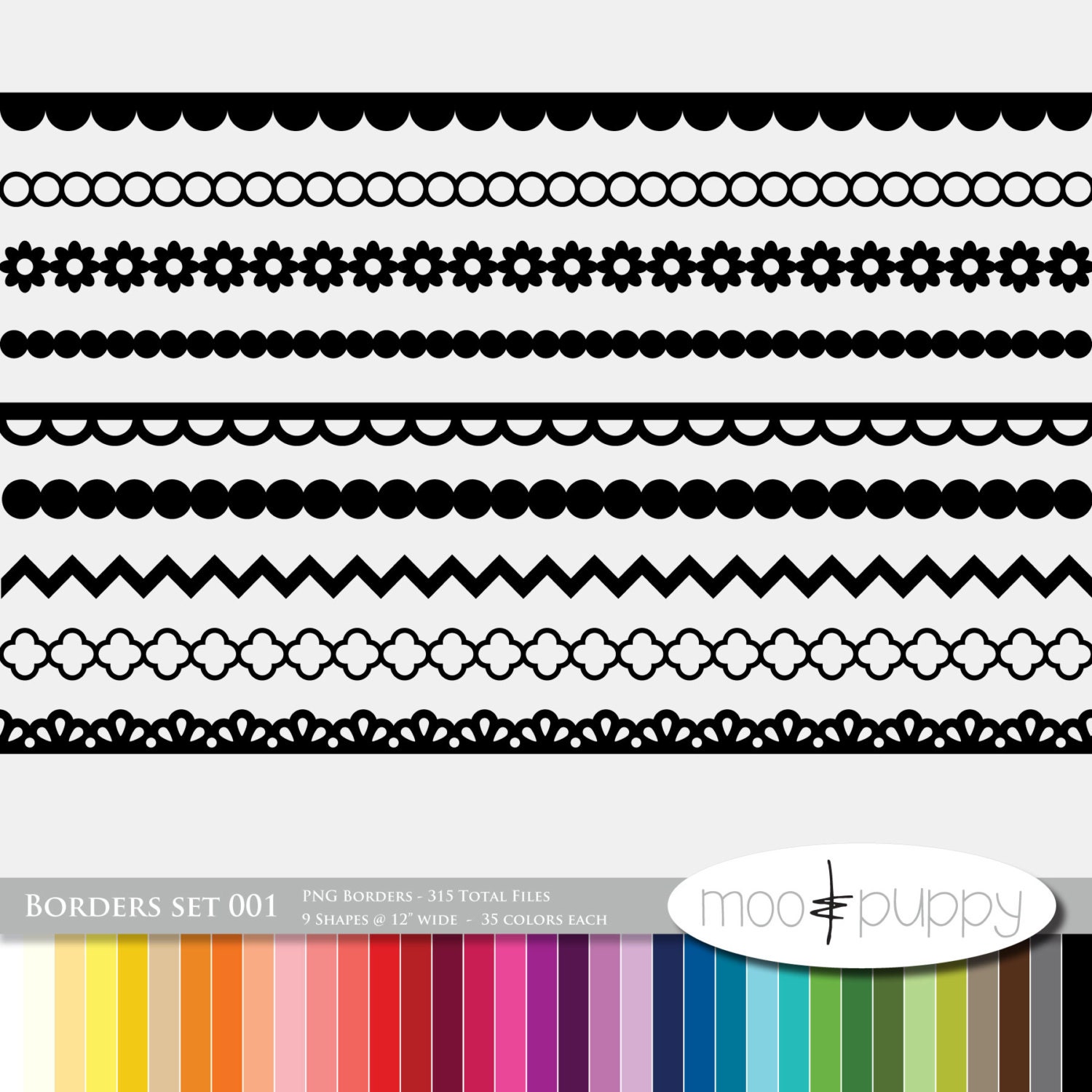 Digital Scrapbooking Borders Set 001 315 Total by mooandpuppy