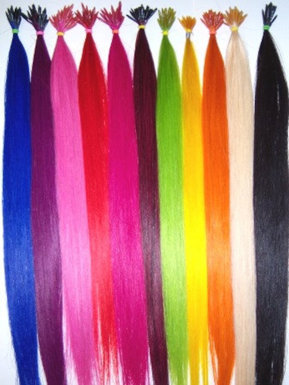 Rainbow colored hair extensions // 100 Real Hair by TheBoxLady