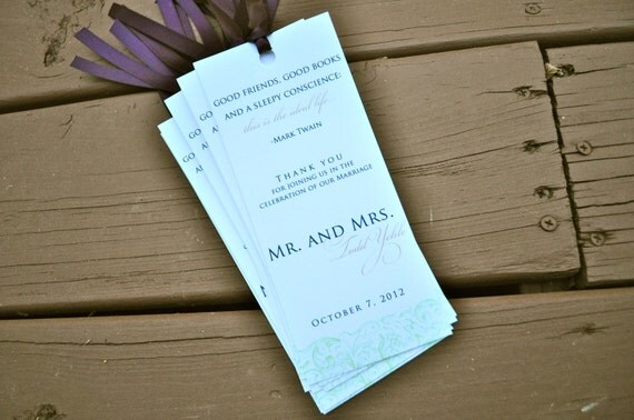 Wedding Favor Bookmarks Wedding Bookmarks Wedding Favors