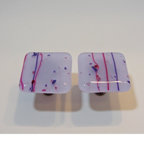 Fused Glass Knobs Light Purple Pulls Home Decor