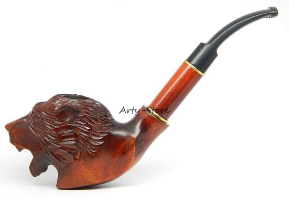 Tobacco Smoking pipe Grizzly Bear Carved of Pear Wood 9mm