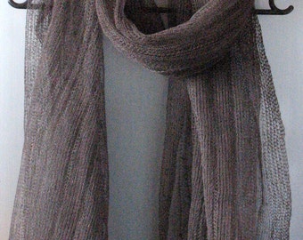 Linen Scarf Linen Clothing Scarves for Women Knit Scarf Infinity Dark Brown Striped Plaid Scarf Scarf Women Shawl Womens Scarves