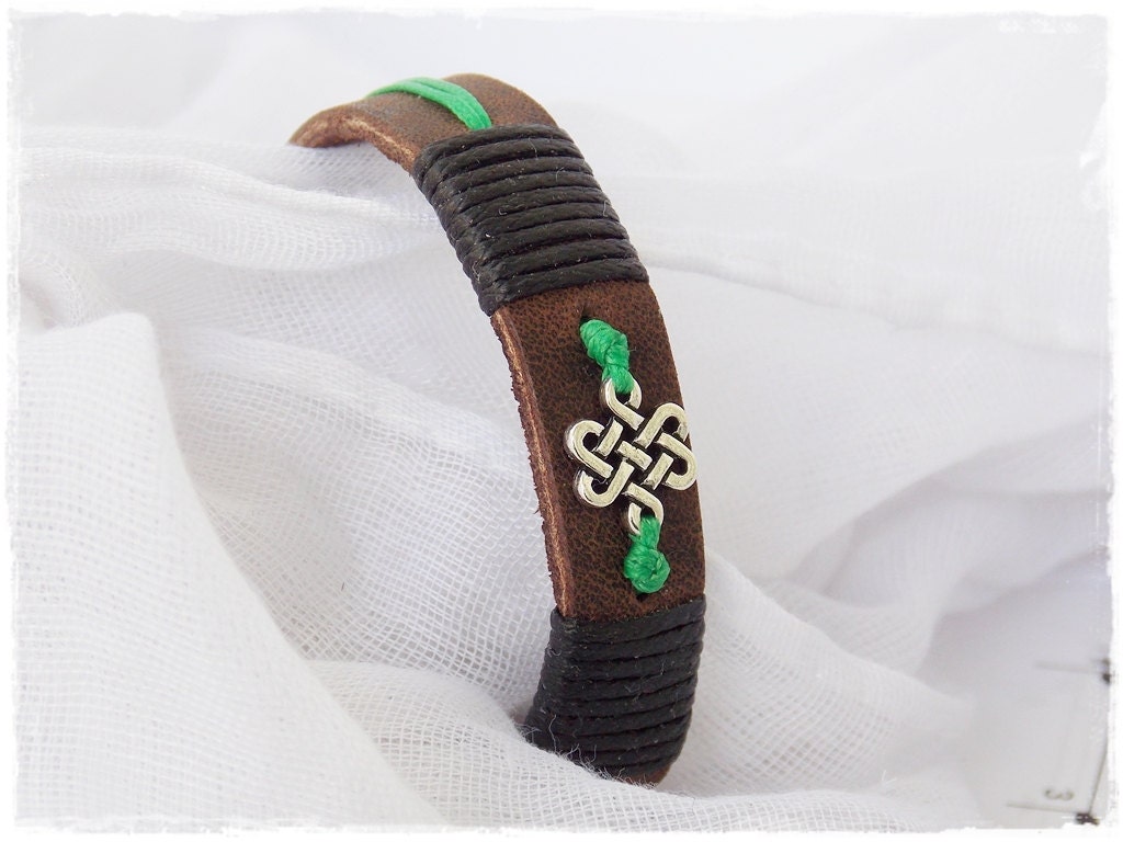 Men's Leather Bracelet Men's Irish Bracelet Gaelic