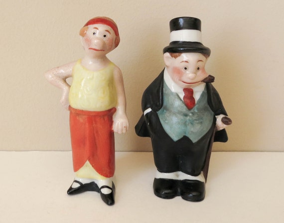 1930's Maggie and Jiggs Salt and Pepper Shakers Retro