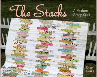 The Stacks Quilt Pattern, Modern Scrap Quilt Pattern, Easy Quilt, PDF, Instant Download, qtm