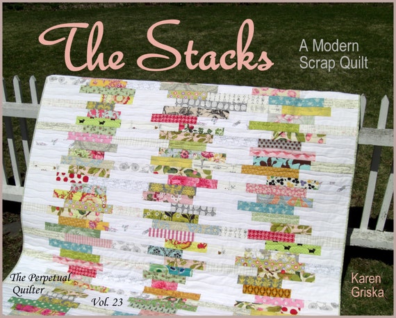 The Stacks Quilt Pattern, Modern Scrap Quilt Pattern, Easy Quilt, PDF, Instant Download, qtm