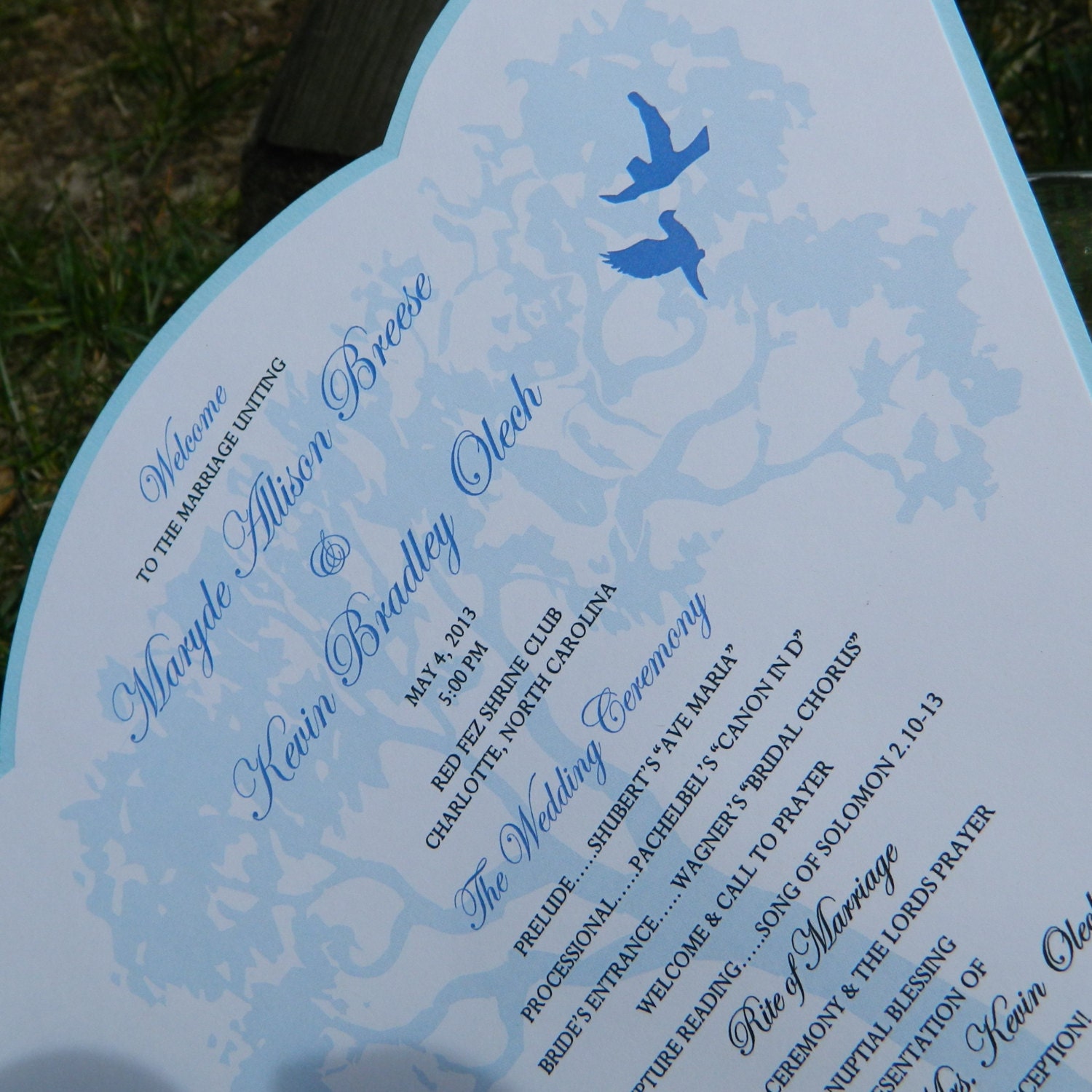 Paddle Fan Wedding Program Set of 25 Choose by WoodlarkDesigns