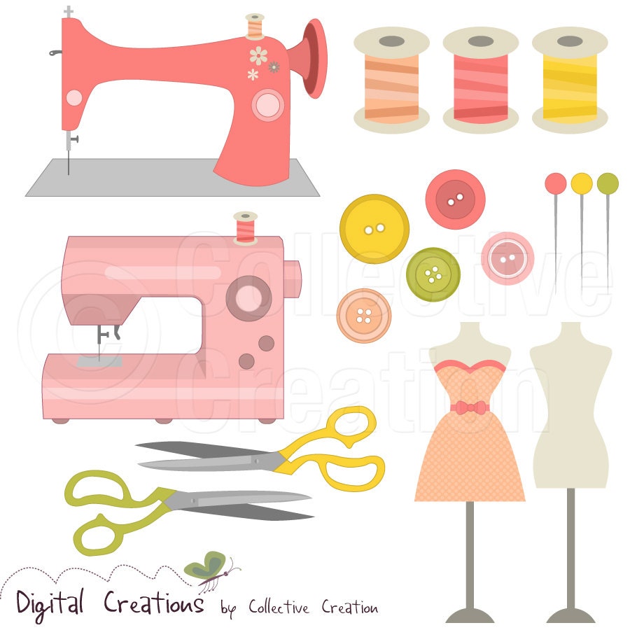 Sewing Digital Clip Art Clipart Set 2 by CollectiveCreation