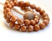 Caramel brown Czech glass beads rounds, 6mm druk, spacers - 30Pc - 535