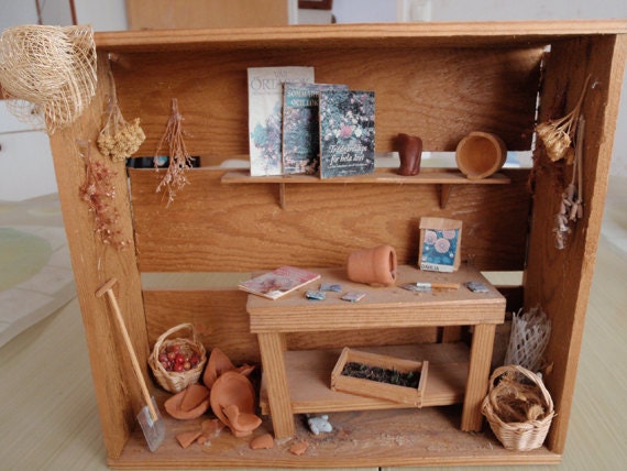 Dollhouse garden shed in a country style by Smallthingsandmore