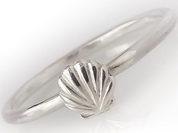 Sterling Silver SeaShell Ring - Dainty Stacking Sunrise Shell Ring