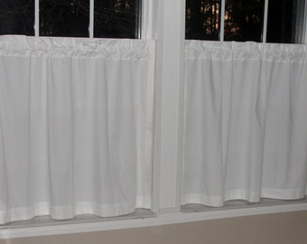 Kaufman Premium Kona All White Cafe Curtains 80" wide x 30" long