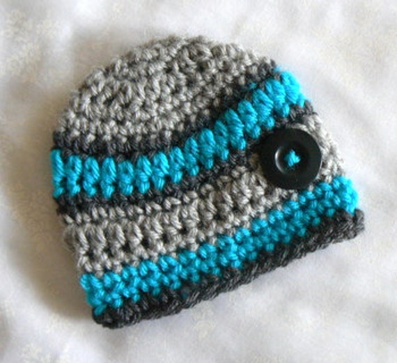 Items similar to Baby Boy Hat Splashed with Turquoise Newborn Baby hat