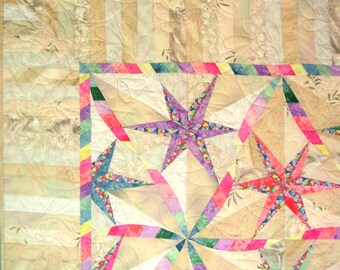 Dessus De Lit (Quilt Top) Patchwork Motif 'Étoile Du Fermier' Judy Niemeyer - 73 X 85 Pouces - Coton - Non Fini