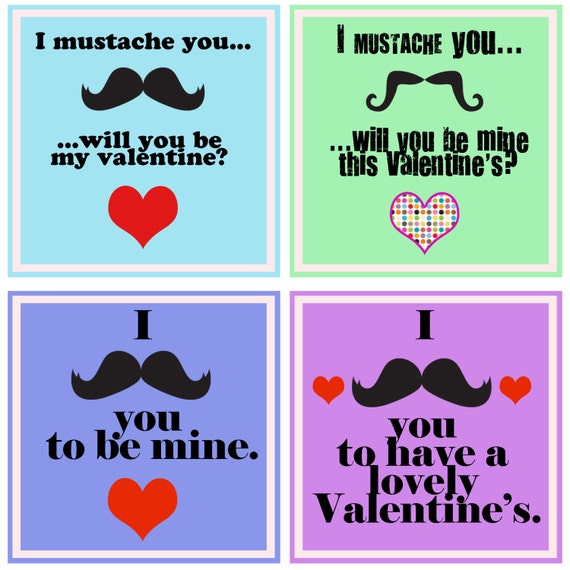 Items similar to Mustache Valentine Printable on Etsy