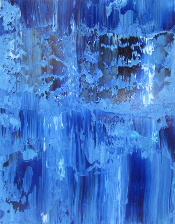 Abstract Original Painting Blue and White by JenniferFlanniganart