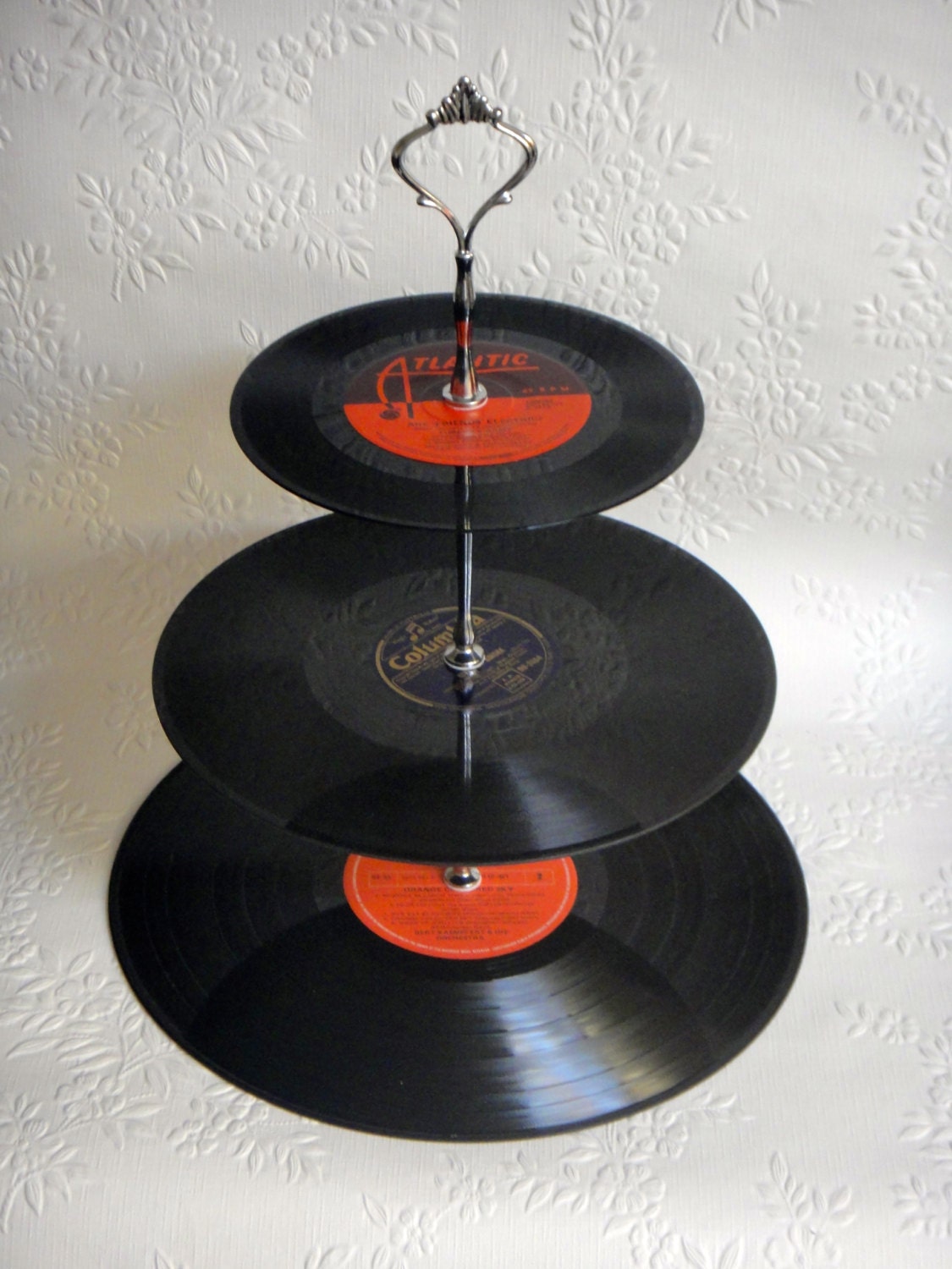 3 tier Vinyl Record Cupcake Stand Rockabilly Retro Cake by myEroom