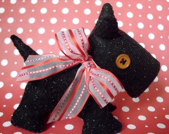 Plush Scotty Dog Stuffed Animal Puppy Cute Black Plushie Soft Softie Ooak Gift