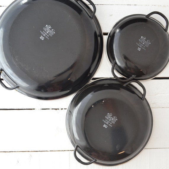 RESERVED Vintage Enamel Pans Mid Century Cookware Made in
