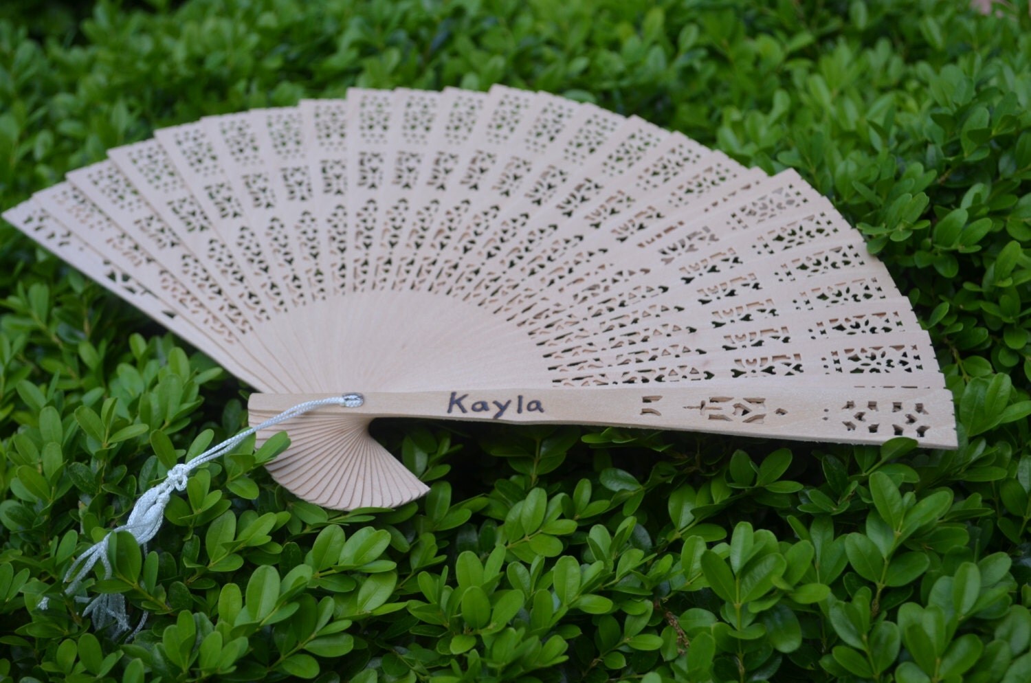 Personalized Wooden Hand Fan by BostonStreetBoutique on Etsy