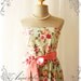 Floral Tea Dress Vintage Inspired Vintage Green Pink Rose Simply Classy Floral Dress -XS-S-