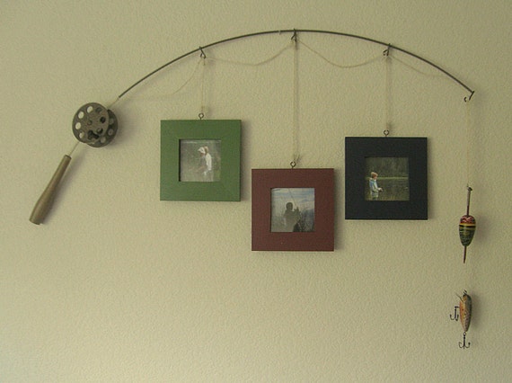 Fishing Pole Picture Frame Metal Brown 3 by DabbledDetails