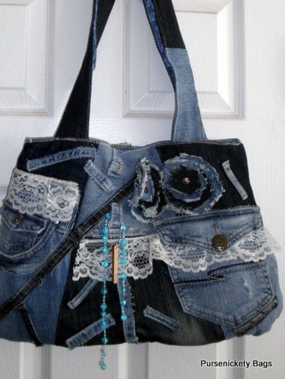 Upcycled Denim Patchwork Bag