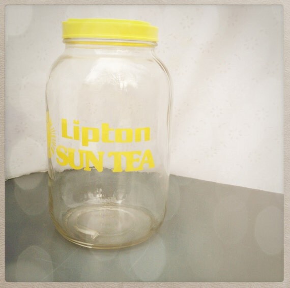 1980s Lipton sun tea glass jar pitcher by katiediddesign on Etsy