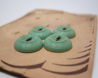 Vintage Buttons Lansing Styles 1940s Green Buttons 4 Qty