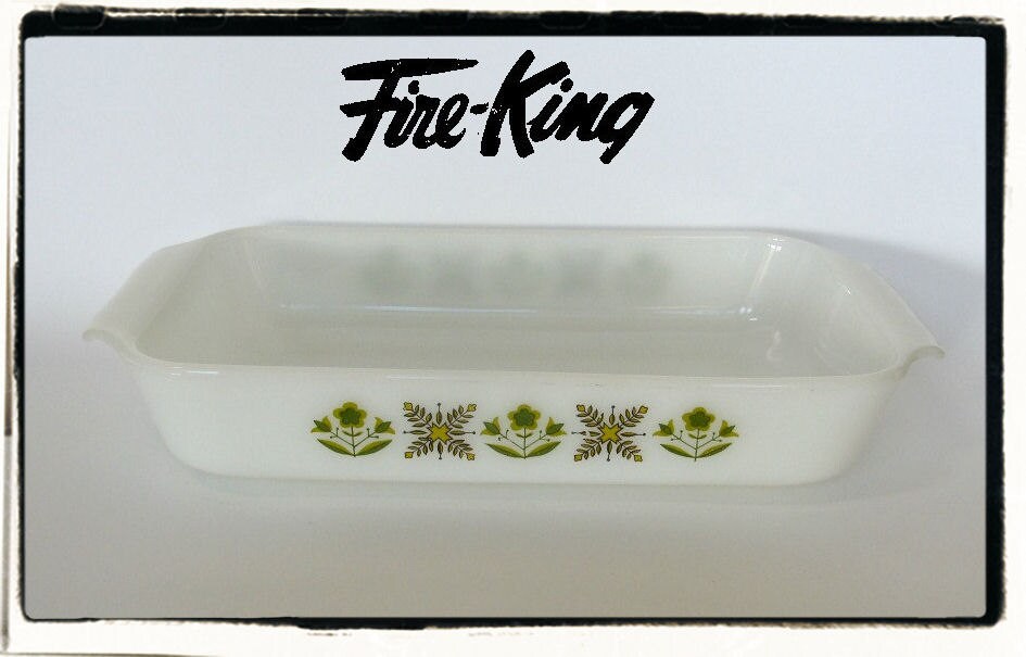 Fire King Loaf Pan Casserole Meadow Green Haute Juice