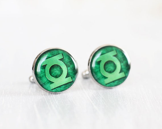Mens Cufflinks - Green Lantern cuff links - Comic Superhero - Accessories for Men