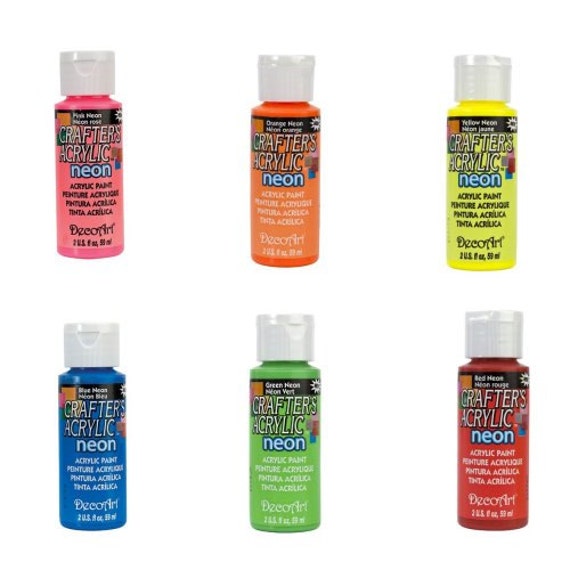 6 Piece Acrylic Paint Set Neon Colors