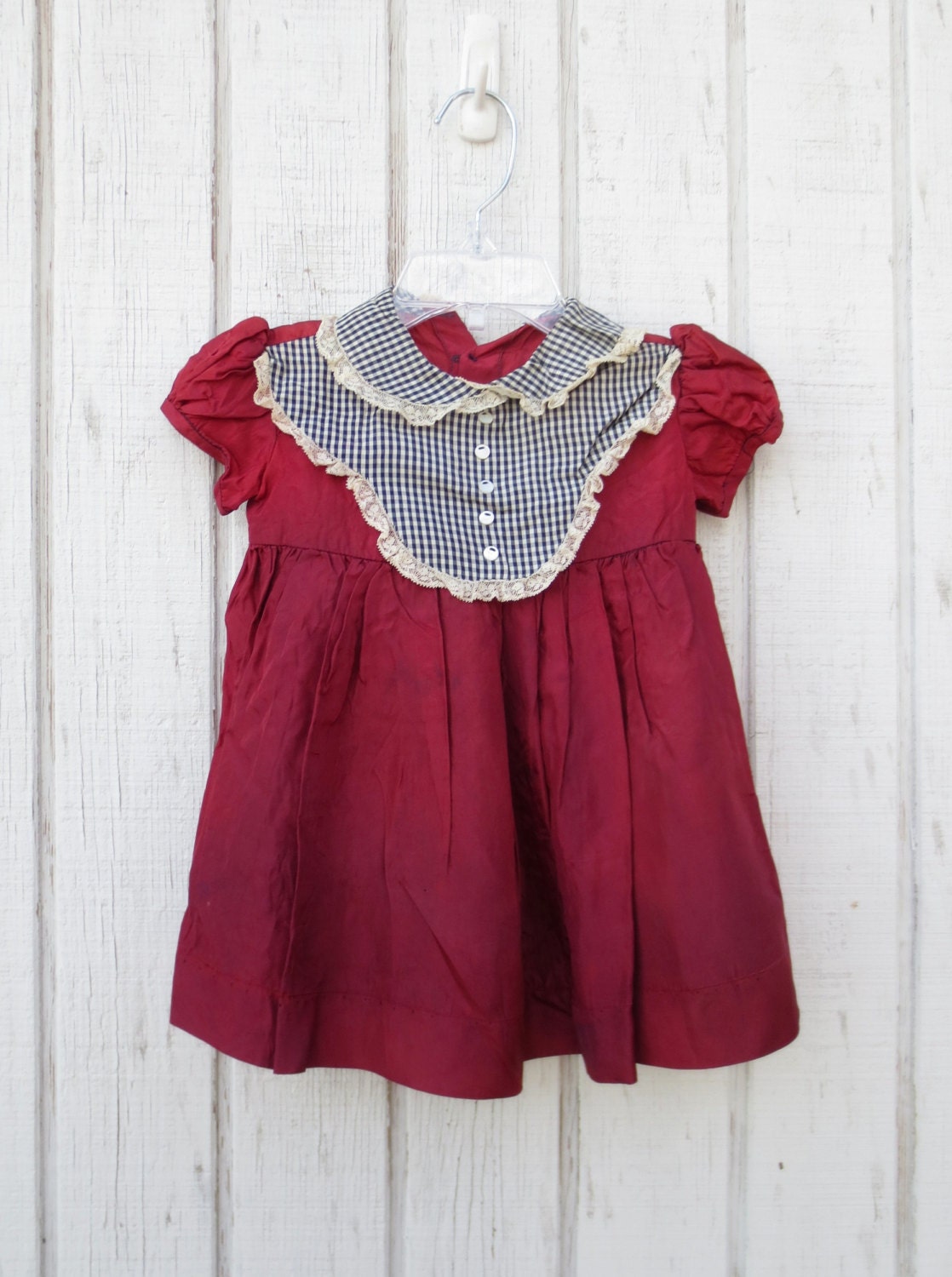 Sale Vintage 50's Baby Dress Baby Clothes Girl Maroon
