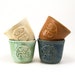 Ceramic Cup Set: Four Coqui, Tree Frog Cups for Rum or Juice in Blue, Cream, Green and Brown. Mothers Day, Wedding Gift, Unique Pottery