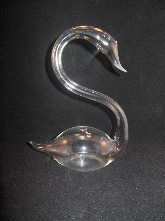 Swan Barometer Clear Glass Bird