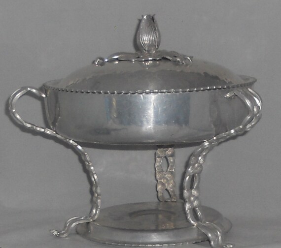 Items similar to Vintage Aluminum Chafing Dish with Cover Rose Handles