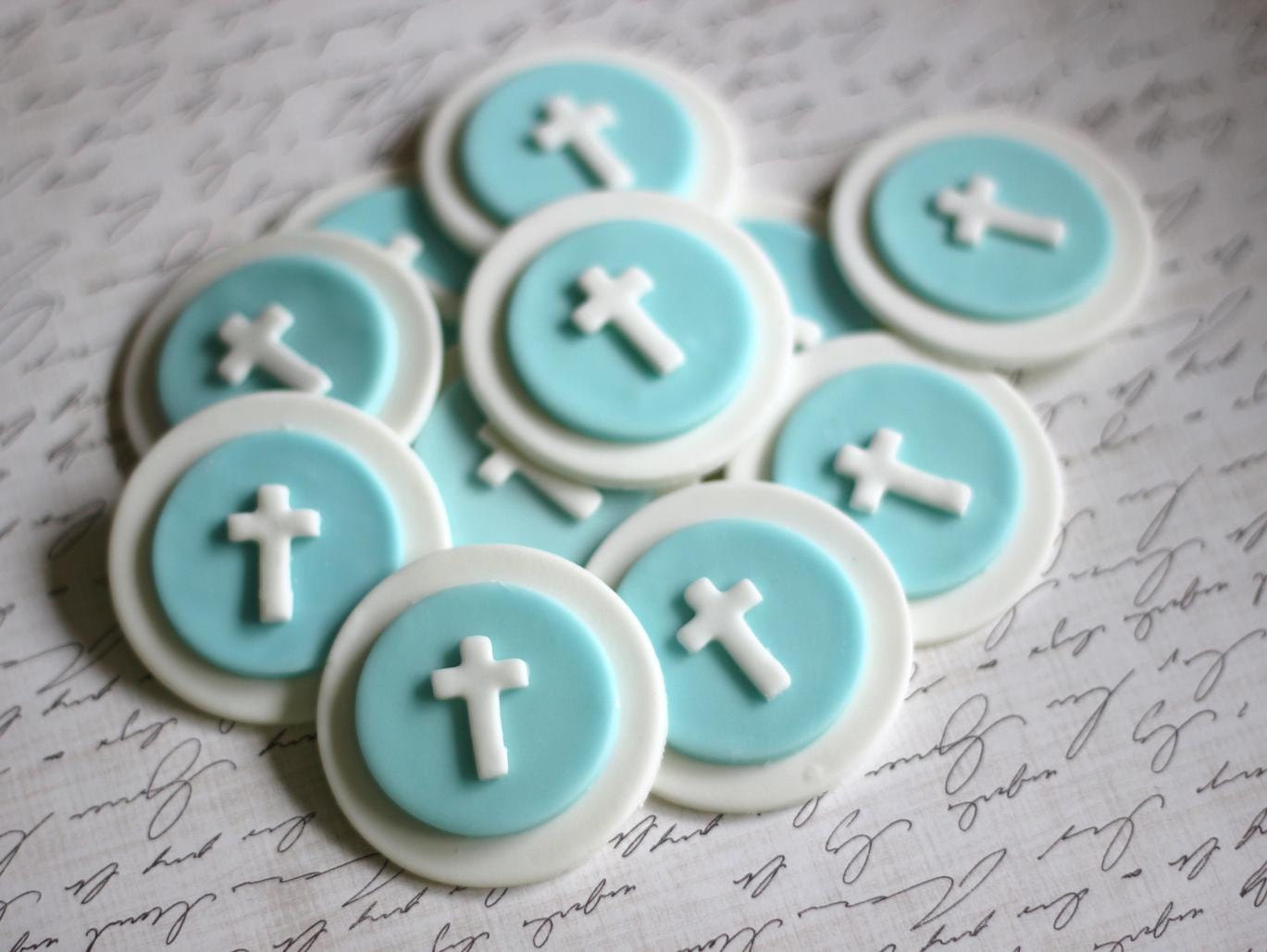 Fondant Cupcake Toppers Christening Baptismal First Communion