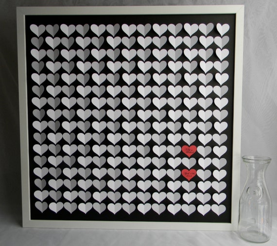 Large size wedding guest book alternative 3D paper hearts